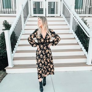 Black Dress with Flower Detail